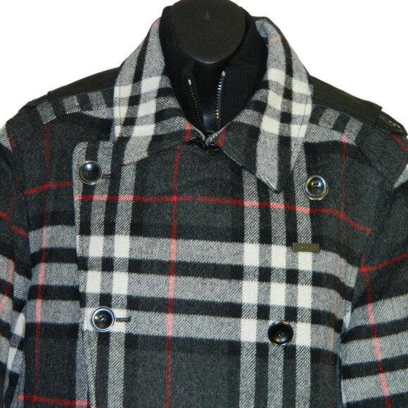 Plaid Peacoat Designer Hip Hop Sean John Size Large - Picture 2 of 14